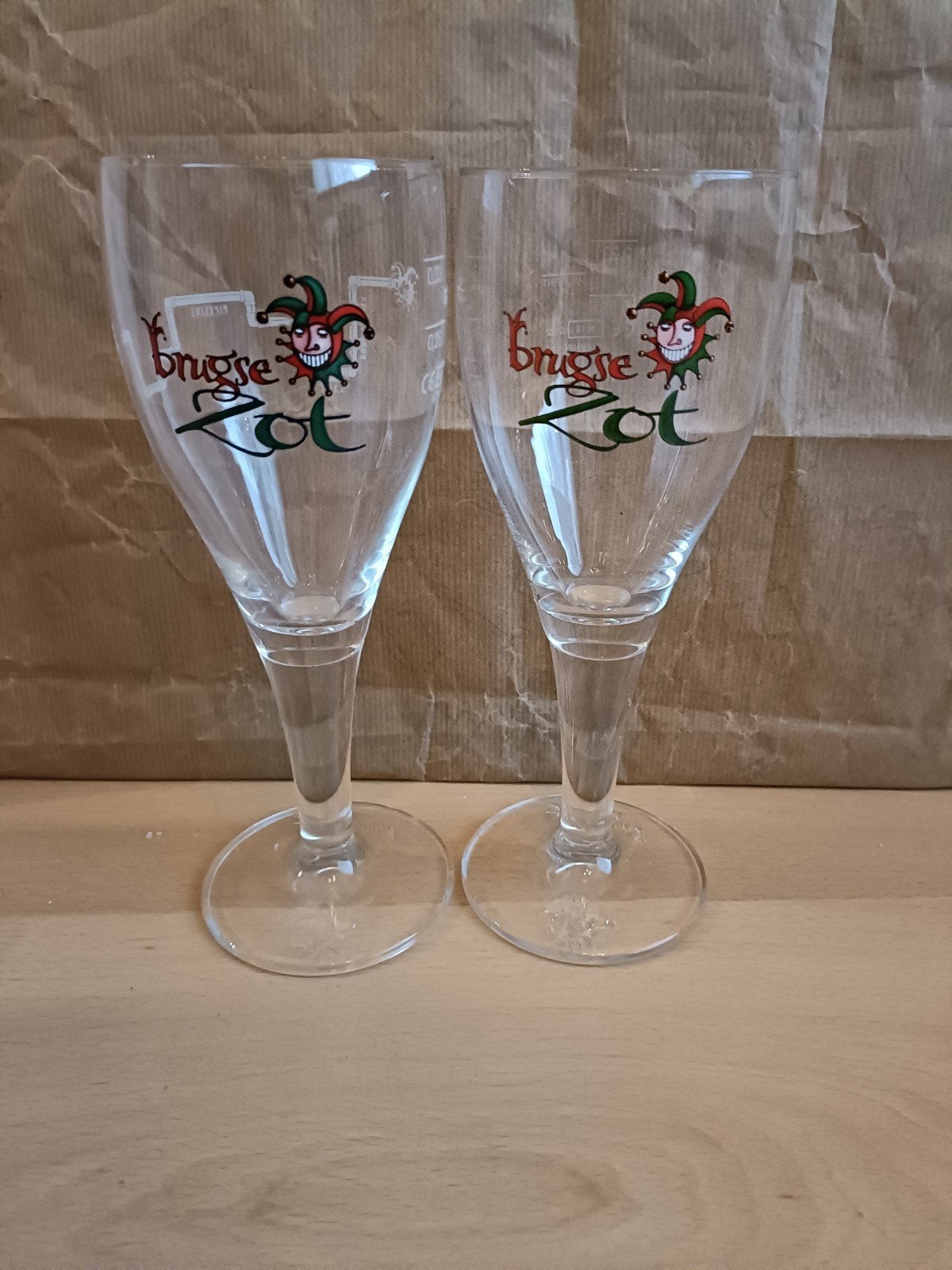 2x Brugse Zot speciaal bier glas, Ophalen of Verzenden, Zo goed als nieuw, Glas of Glazen, Overige merken