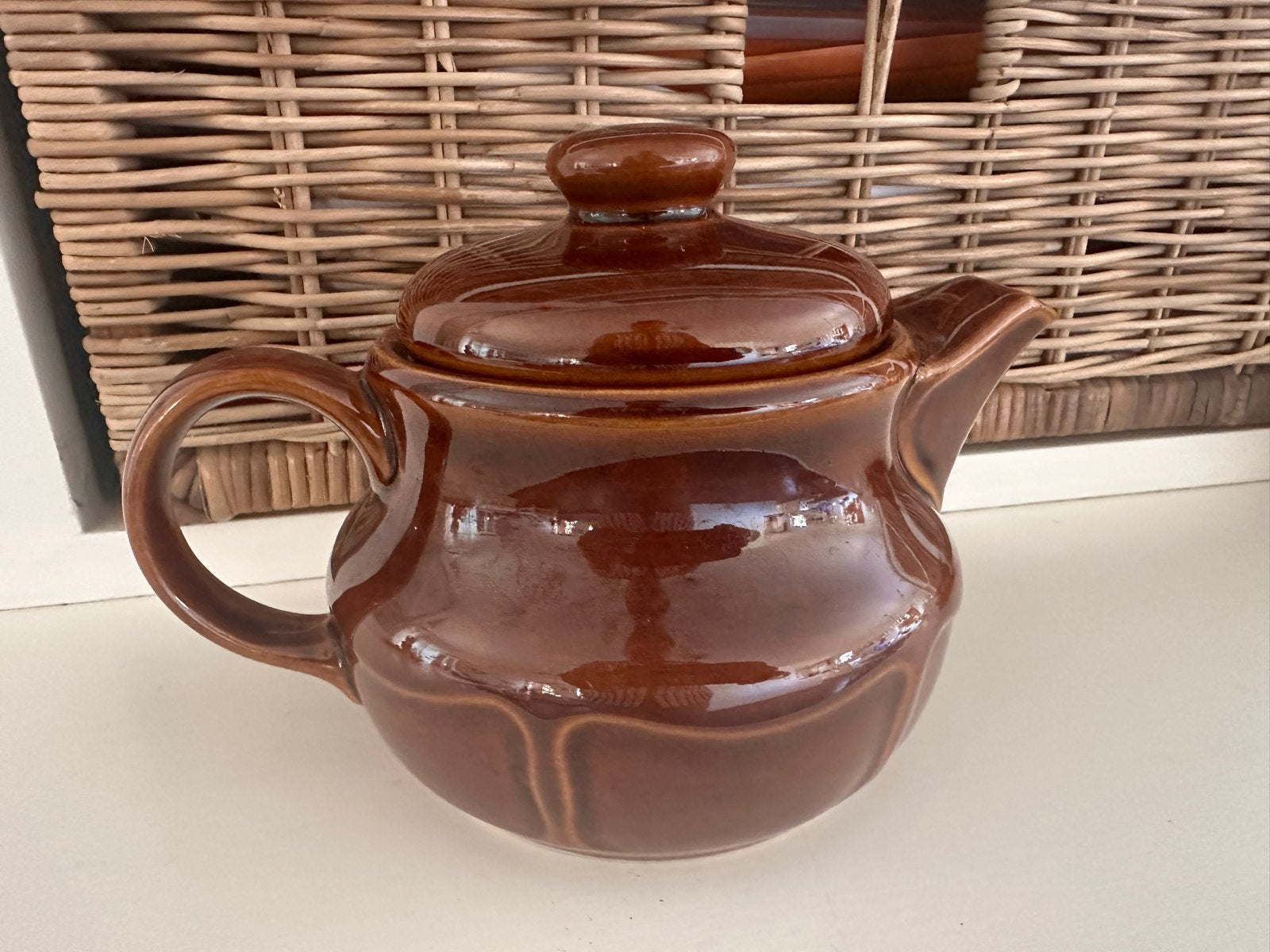 Vintage bruine theepot - Made in Poland, Ophalen of Verzenden
