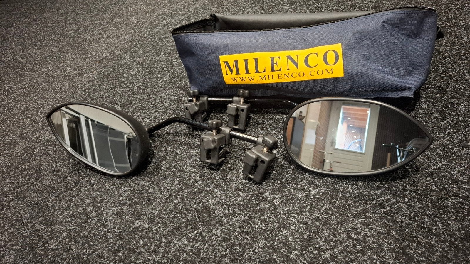 Milenco caravanspiegels set met draagtas, Ophalen of Verzenden, Zo goed als nieuw