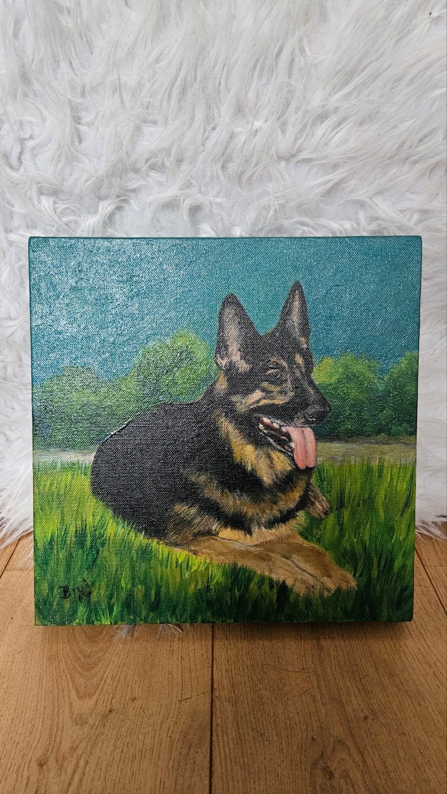 Handgeschilderd schilderij Duitse Herder, Ophalen of Verzenden