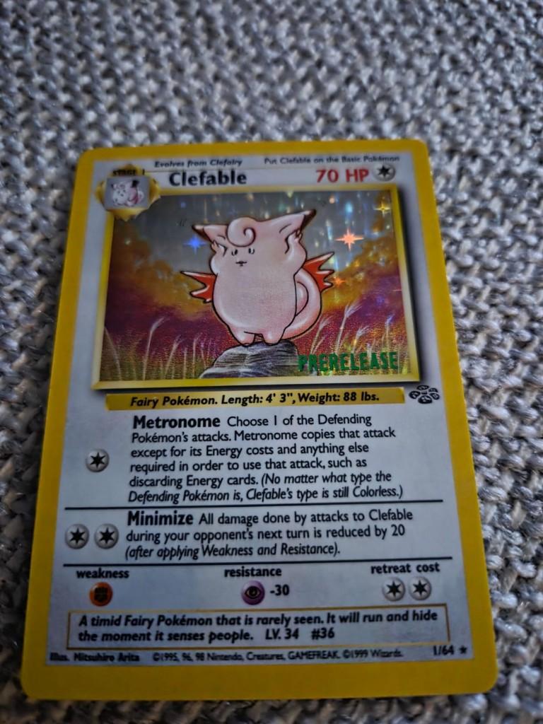 Pokemon green prerelease promo holo clefable jungle serie., Ophalen of Verzenden, Zo goed als nieuw, Losse kaart, Foil