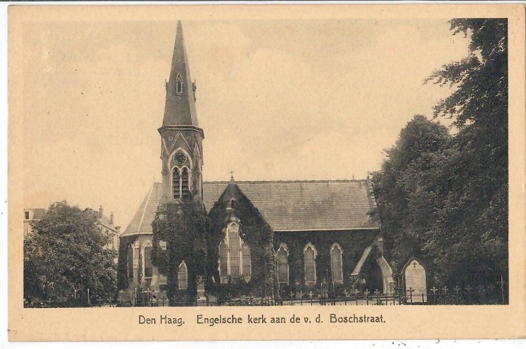 Den Haag - Engelsche kerk aan de v.d. Boschstraat, Verzenden, 1920 tot 1940, Gelopen, Zuid-Holland