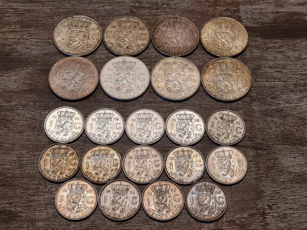 Set zilveren munten - guldens en rijksdaalders, Ophalen of Verzenden, Koningin Juliana