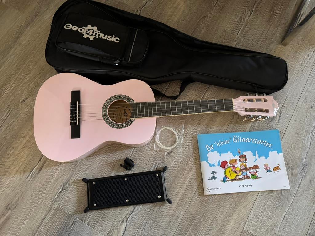 Kinder gitaar roze gear4music complete set, Ophalen, Zo goed als nieuw, Klassieke of Spaanse gitaar