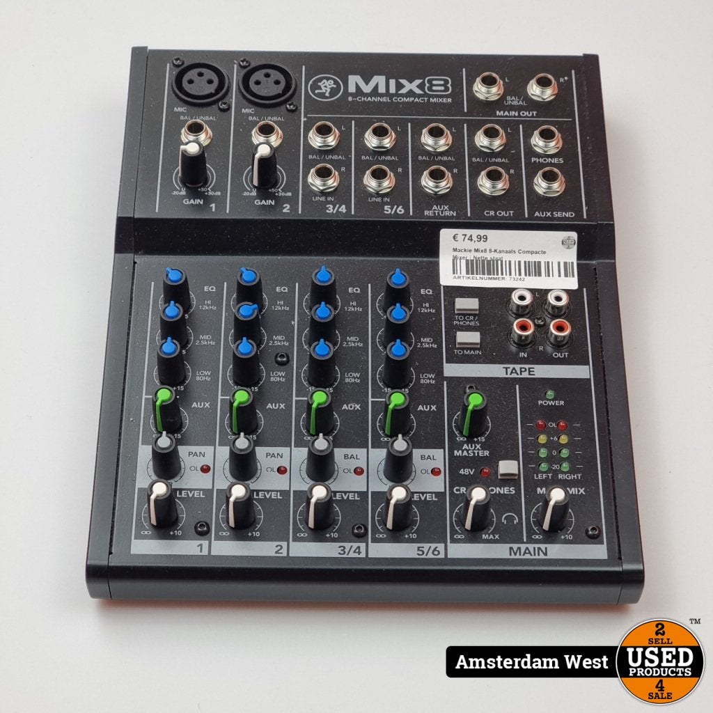 Mackie Mix8 8-Kanaals Compacte Mixer | Nette staat, Audio, Tv en Foto, Professionele Audio-, Tv- en Video-apparatuur, Gebruikt