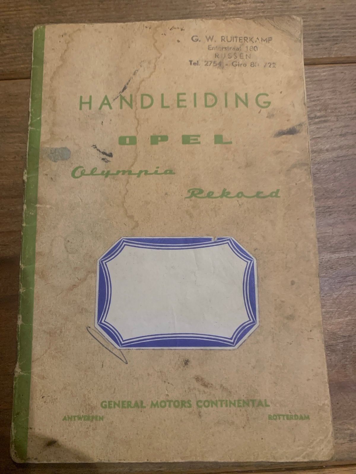 Handleiding Opel Olympia Rekord - Origineel, Ophalen of Verzenden