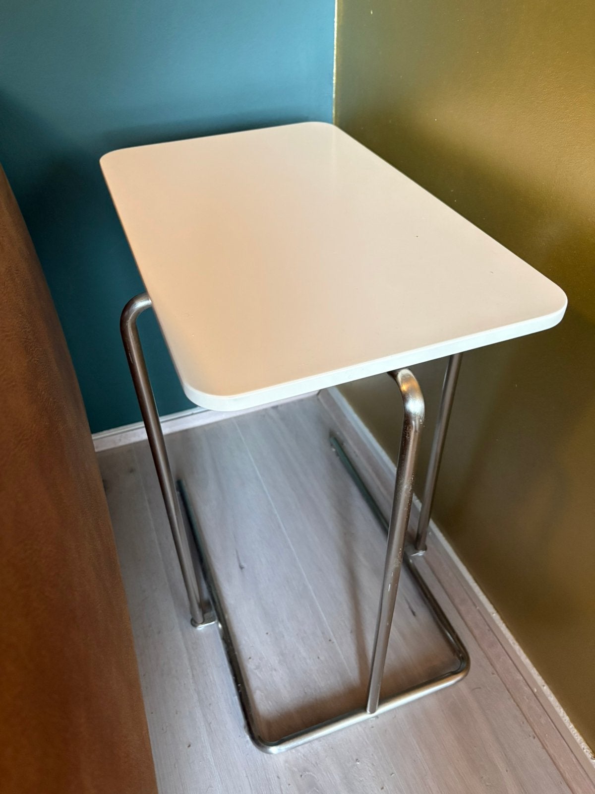 Vintage IKEA bijzettafeltje wit, Minder dan 55 cm, Gebruikt, Metaal of Aluminium, Vintage, Retro, IKEA