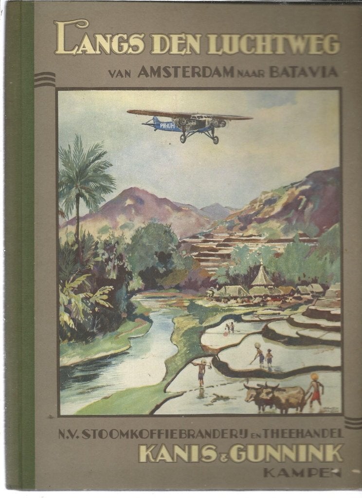 Plaatjesalbum Langs den Luchtweg van Amsterdam/Batavia 1933, Ophalen of Verzenden, Gelezen, Bob van den Boom, Plaatjesalbum