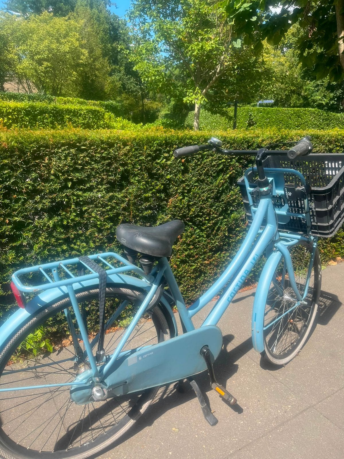 Cortina U4 Transportfiets Dames - Lichtblauw, Fietsen en Brommers, Fietsen | Dames | Damesfietsen, Terugtraprem, Gebruikt, Versnellingen