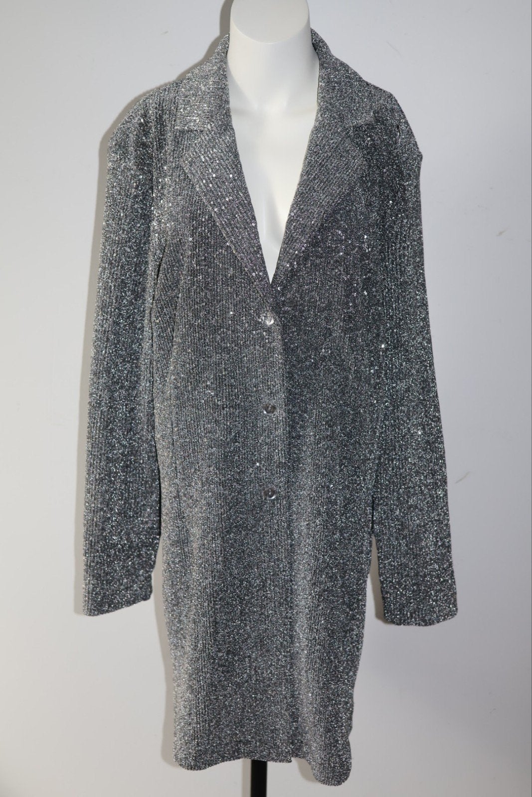 Yoek Black Label Blazer Lang Zilverkleurig Maat 46/48, Yoek, NL, Maat 46/48 (XL) of groter, Ophalen of Verzenden