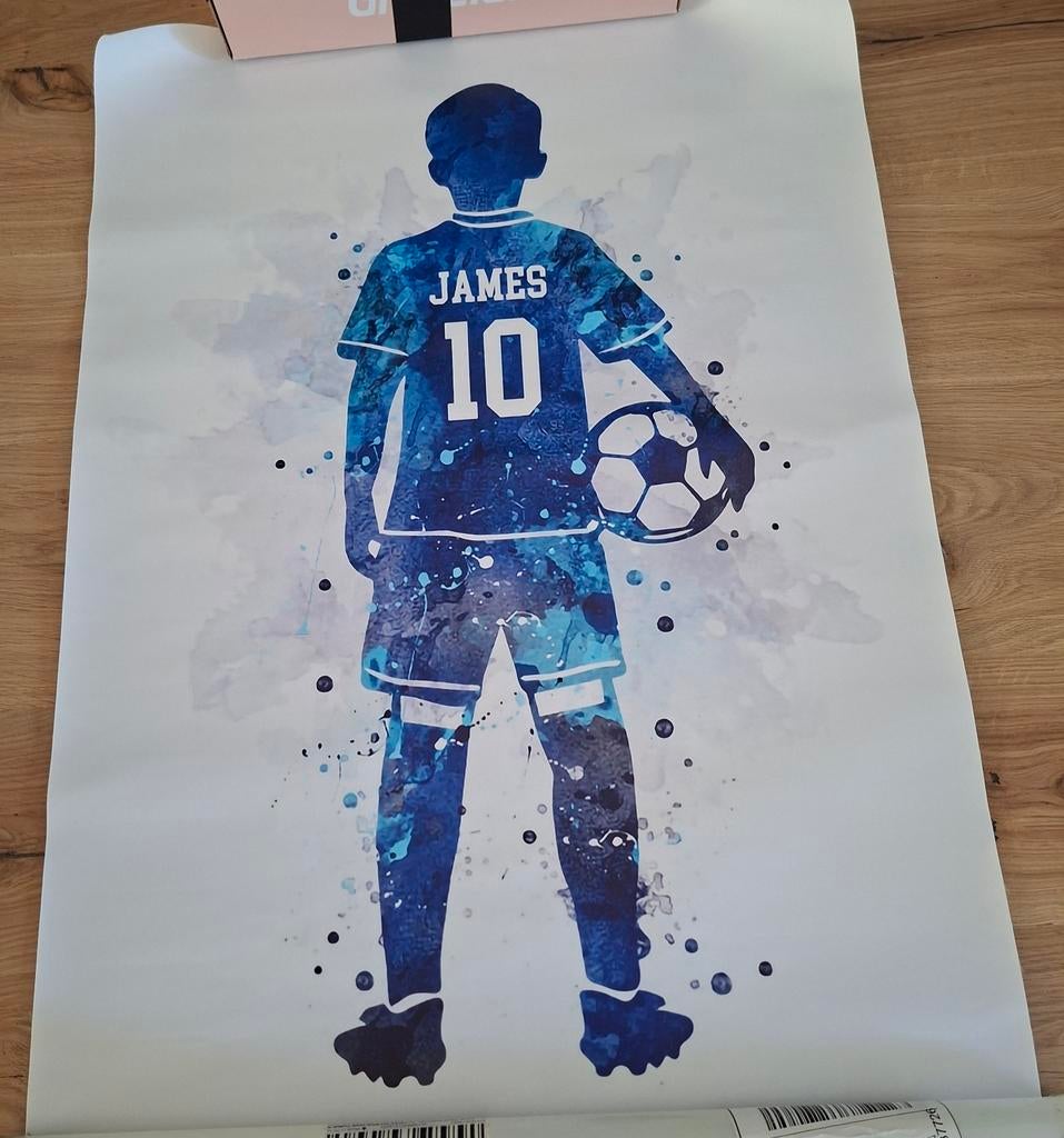 Nieuw: Canvasposter voetbal James, Kinderen en Baby's, Kinderkamer | Inrichting en Decoratie, Ophalen of Verzenden, Nieuw, Wanddecoratie