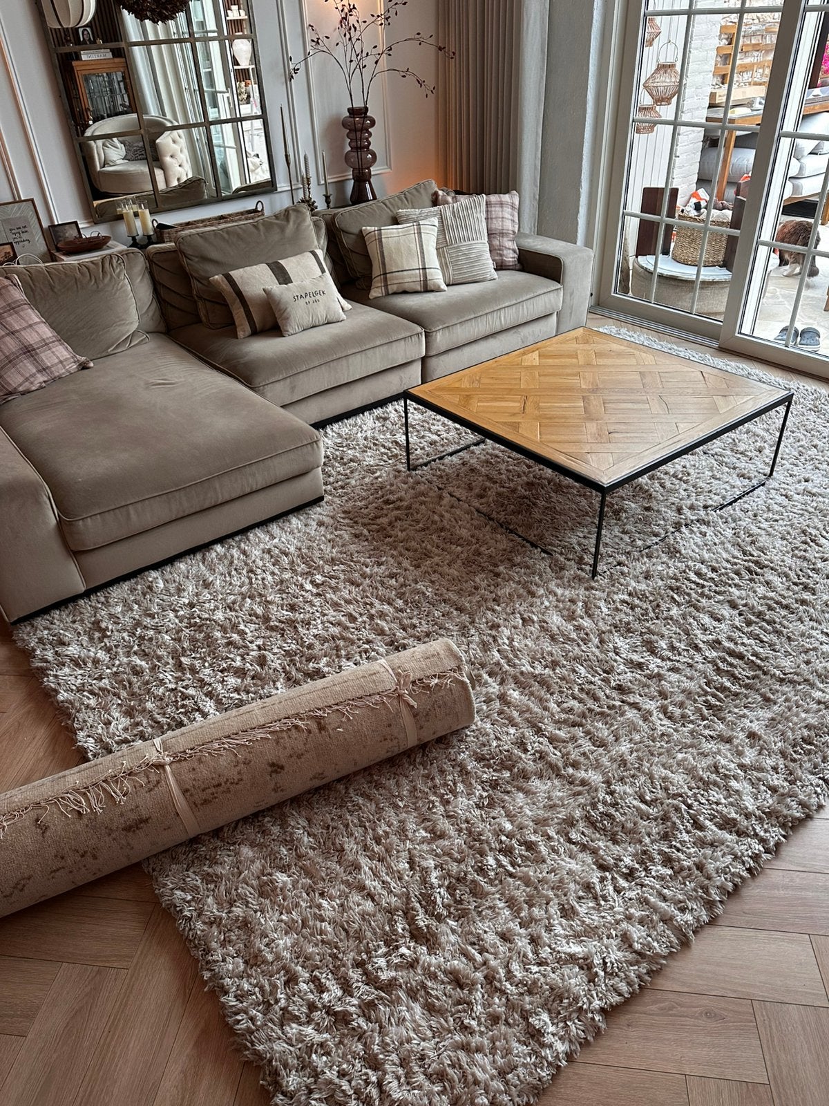 Vloerkleed 240x340 neutraal, Ophalen, Beige, 200 cm of meer, Zo goed als nieuw