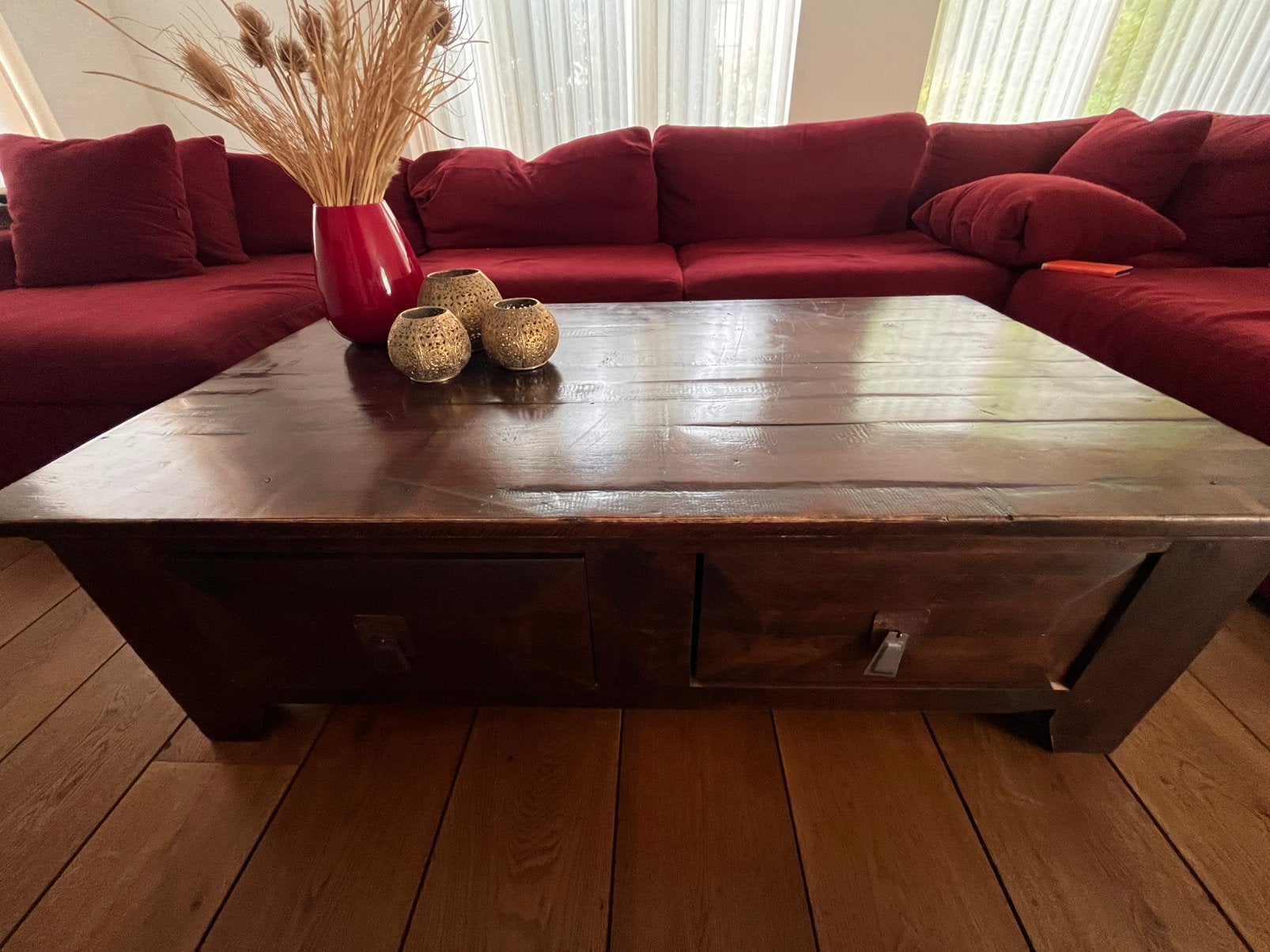 Mooie salontafel, Huis en Inrichting, Tafels | Salontafels, Gebruikt, 5 – 50, 50 tot 100 cm, 100 tot 150 cm, Rechthoekig, Teakhout