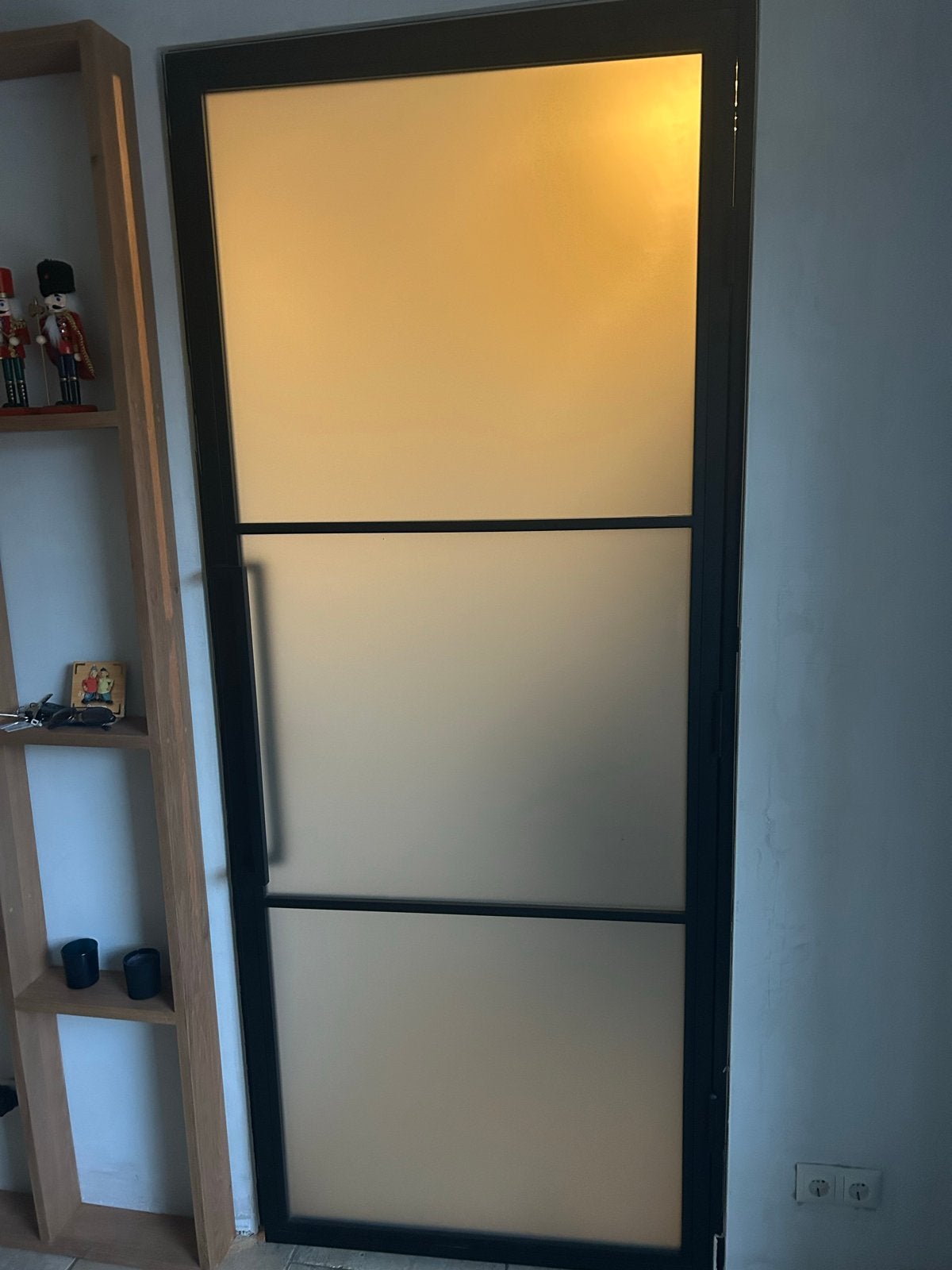 Stalen deur met kozijn en melkglas (231,5x93 cm), Ophalen, Gebruikt, 80 tot 100 cm, 215 cm of meer