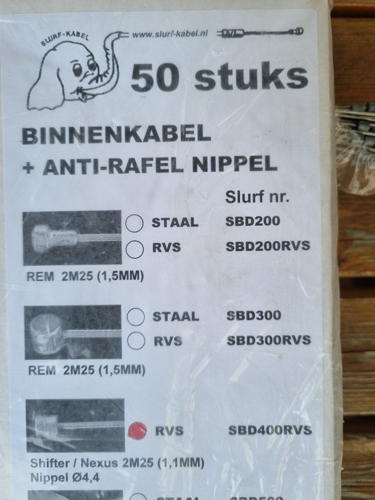 43x Slurf RVS binnenkabel + antirafel nippel 2.25 M, Ophalen of Verzenden, Nieuw, Overige typen, Overige materialen