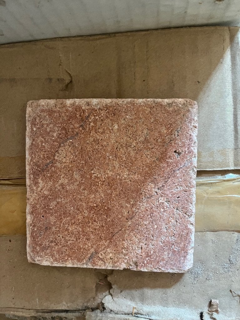 Travertin tegels rood, Doe-het-zelf en Verbouw, Tegels, Ophalen, Vloertegels, Marmer, Minder dan 20 cm
