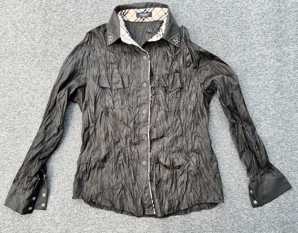 Burberry damesoverhemd maat S – Swarovski kristallen – luxe, Ophalen of Verzenden, Zo goed als nieuw, Zwart