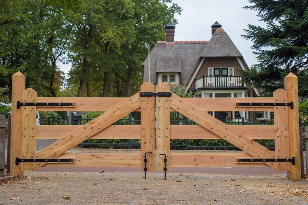 DUBBELE POORT VAN DOUGLAS HOUT – 4 METER BREED, Tuin en Terras, Ophalen of Verzenden, Nieuw, Hout, Tuinhek