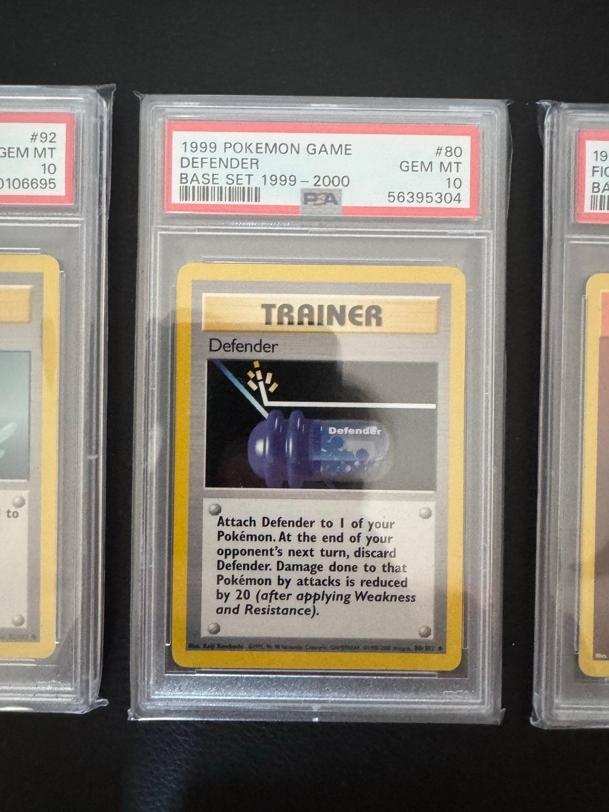 PSA 10 Gem Mint 1999 Pokémon Defender Base Set #80, Ophalen of Verzenden, Zo goed als nieuw, Losse kaart