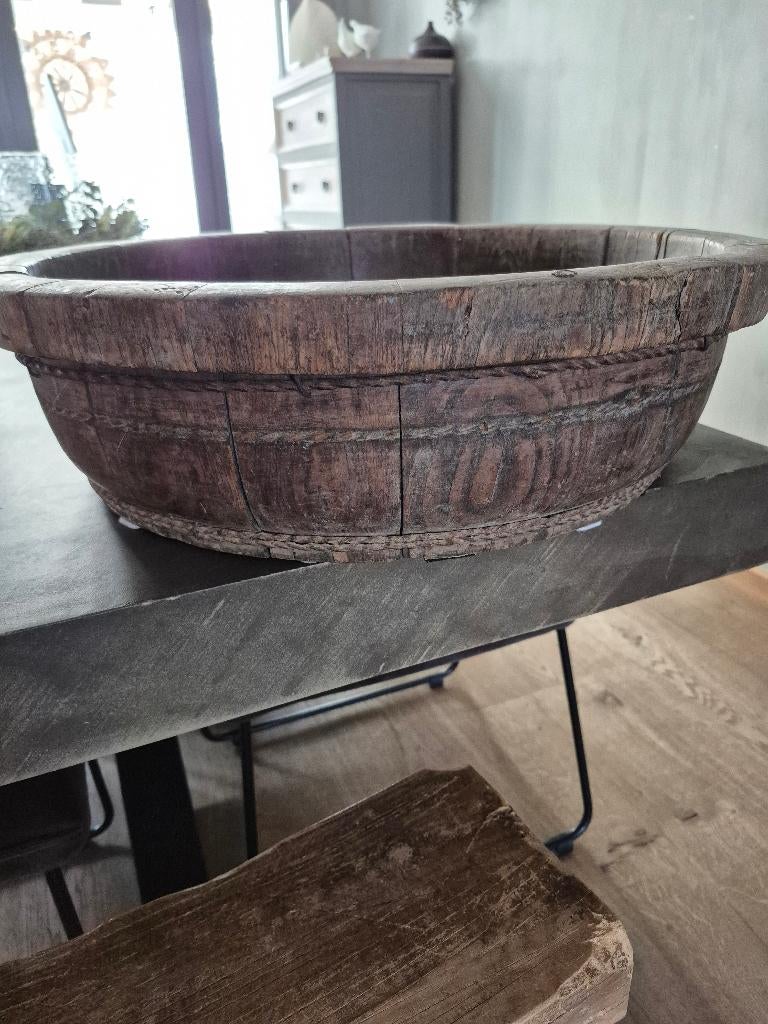 Olijfbak, Verzenden, Gebruikt, Rond, Hout