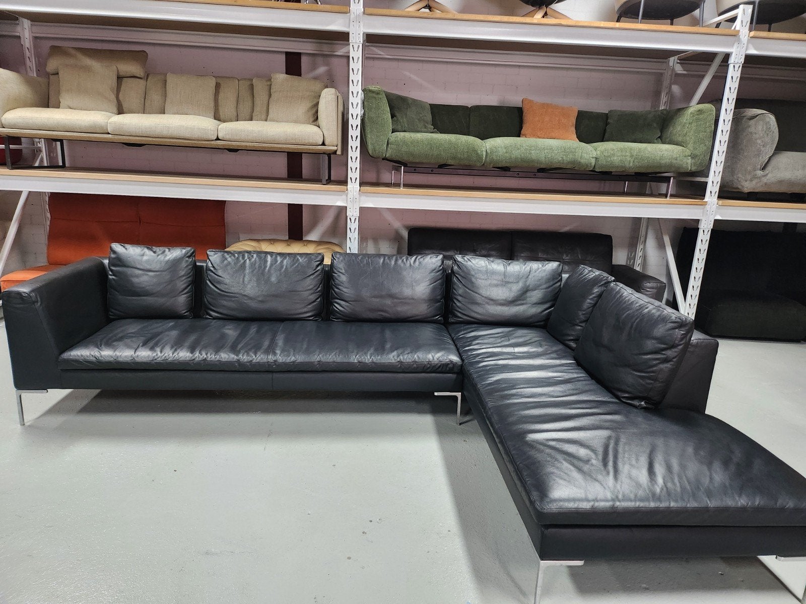 B&B italia - Charles hoekbank in leder by Antonio Citterio, 125 cm of meer, 125 cm of meer, Ophalen of Verzenden, Zo goed als nieuw