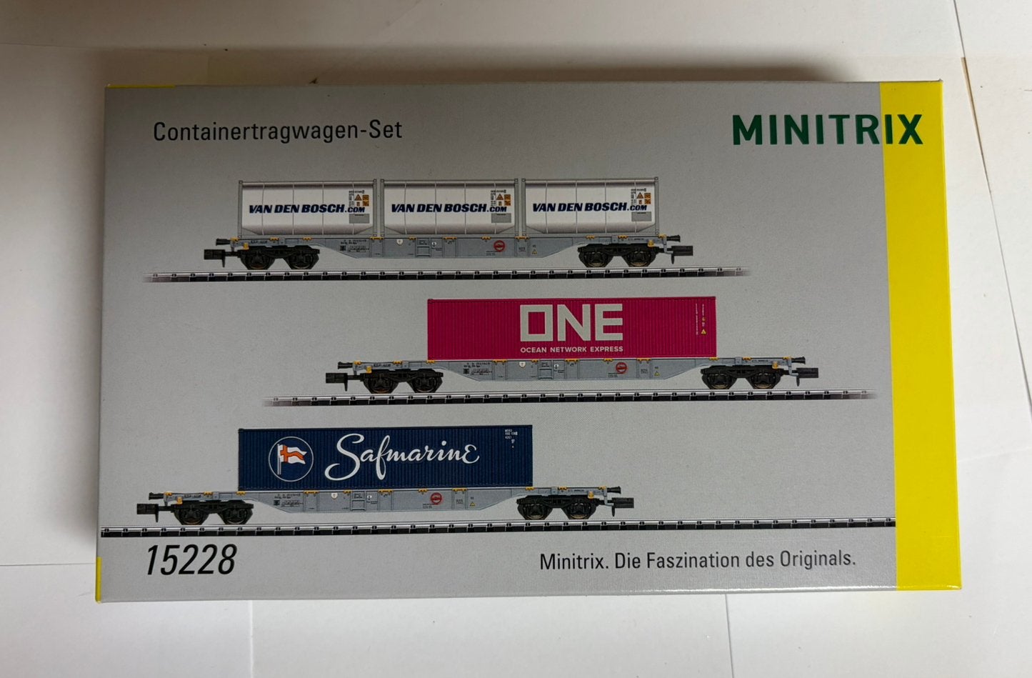 Minitrix 15228 NS Containerwagenset 3-delig, Gelijkstroom, Trix, Wagon, Ophalen of Verzenden