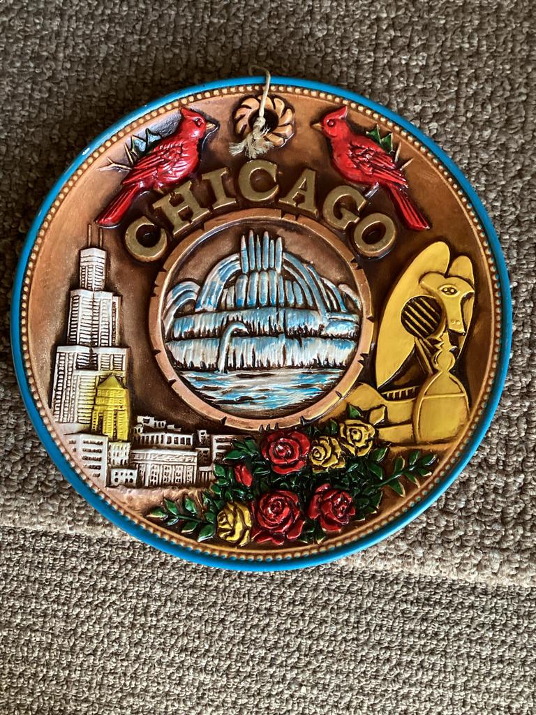 Vintage Chicago Wandbord - Souvenir met Bezienswaardigheden, Ophalen of Verzenden, Nieuw, Wandbord of Wandpaneel