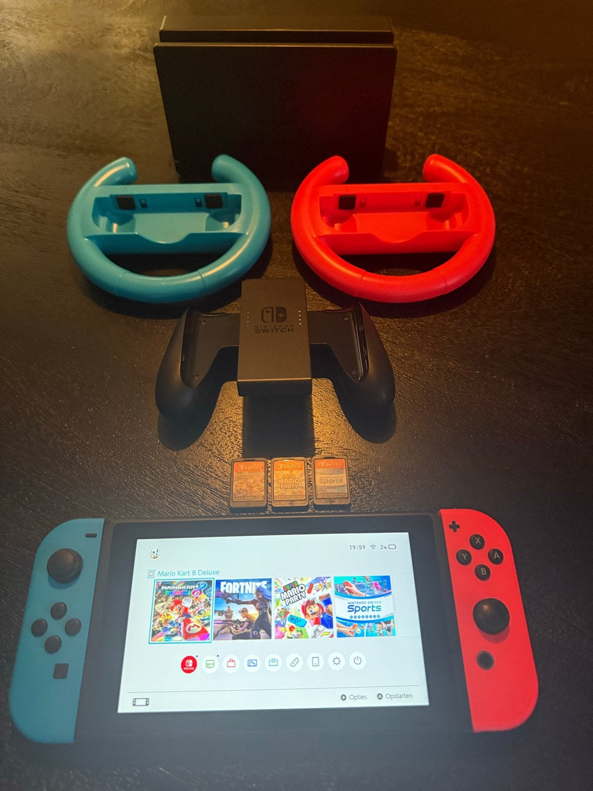 Nintendo Switch met 3 games en accessoires, Spelcomputers en Games, Spelcomputers | Nintendo Switch, Zo goed als nieuw, Switch Original