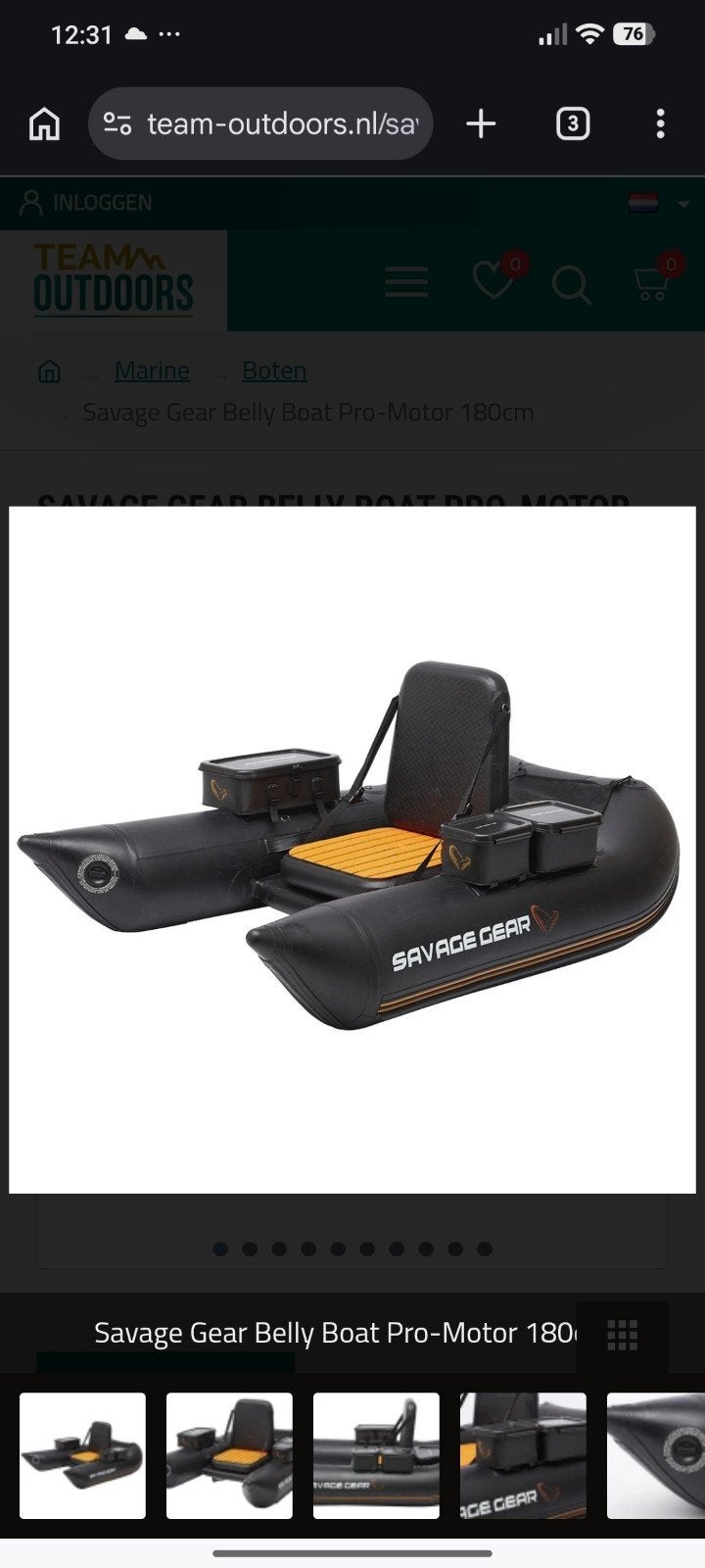 Savage Gear Belly Boat Pro-Motor 180cm met accessoires, Ophalen, Zo goed als nieuw