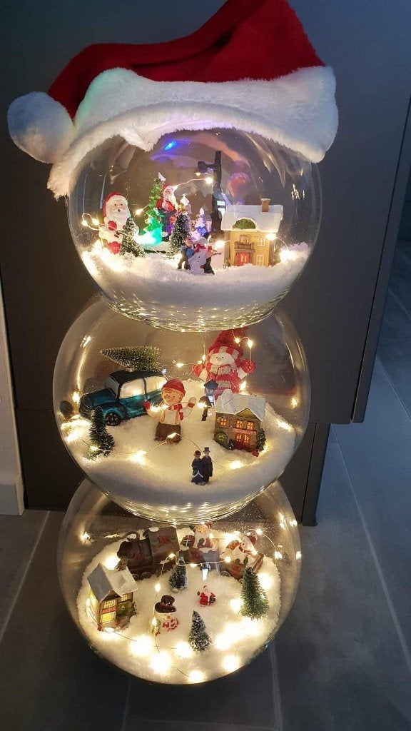 Glazen bollen sneeuwpop met accessoires kerst, Diversen, Ophalen of Verzenden