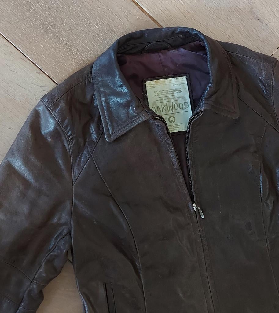 Leren Oakwood Getailleerd dames jasje mt M, Maat 38/40 (M), Bruin, Ophalen of Verzenden, Oakwood