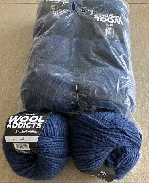 partij 1000 gr Lang Yarns WoolAddicts Hope, denimblauw (34), Ophalen of Verzenden, Nieuw, Breien of Haken, Wol of Garen