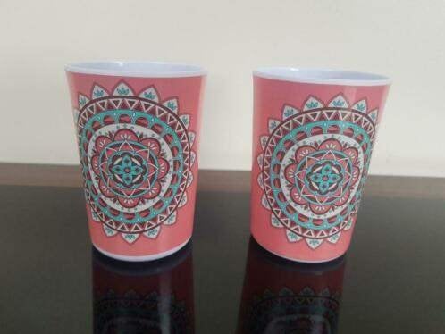 2 leuke bekers van excelent Houseware, Kunststof, Ophalen of Verzenden, Zo goed als nieuw, Overige stijlen