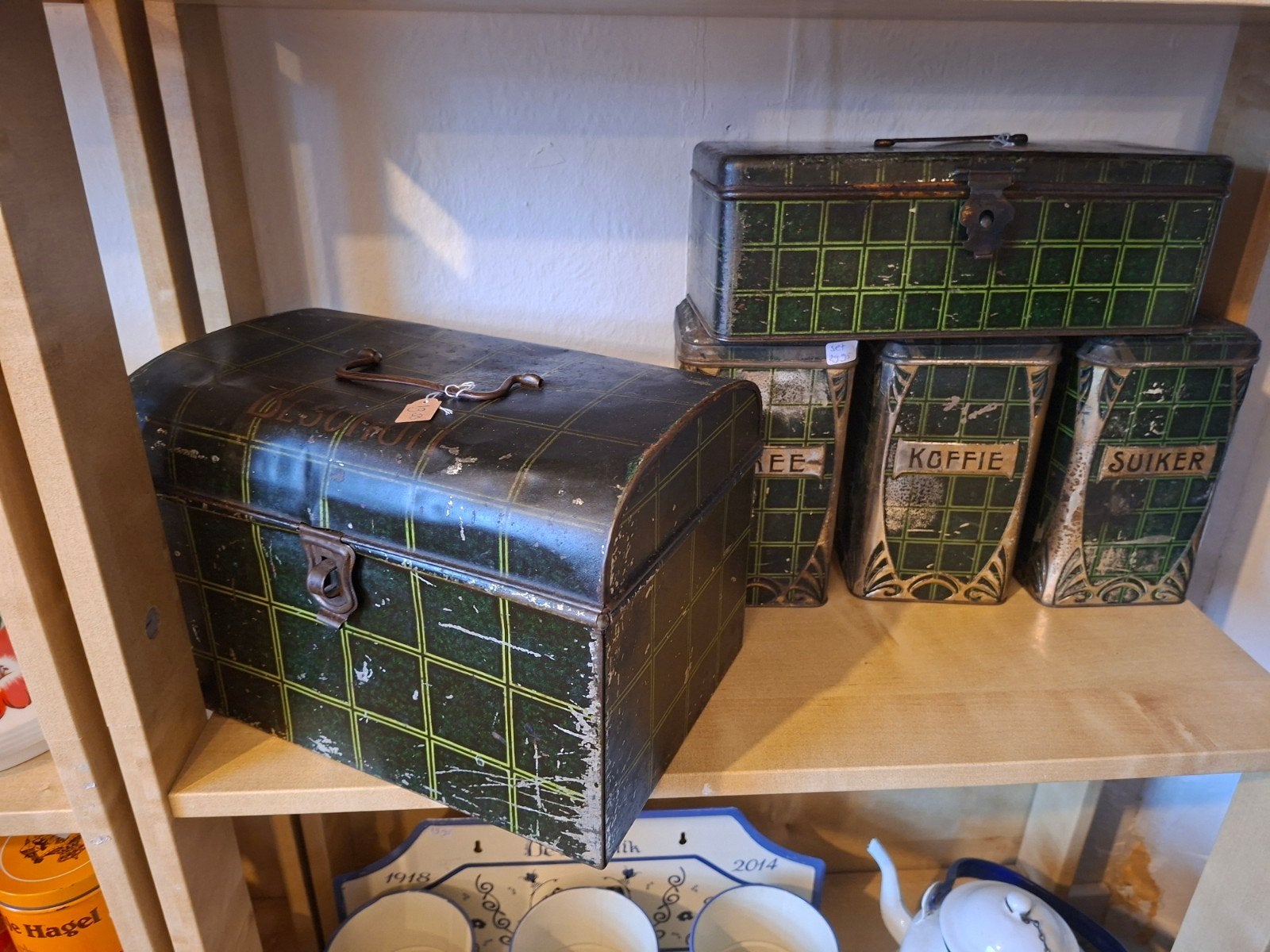 set groen geruiten emaille, Ophalen of Verzenden, Nieuw, 50 tot 100 cm, Minder dan 50 cm