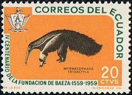 ECUADOR 2 - Dieren: zoogdieren (miereneter), Ophalen of Verzenden, Postfris, Dier of Natuur