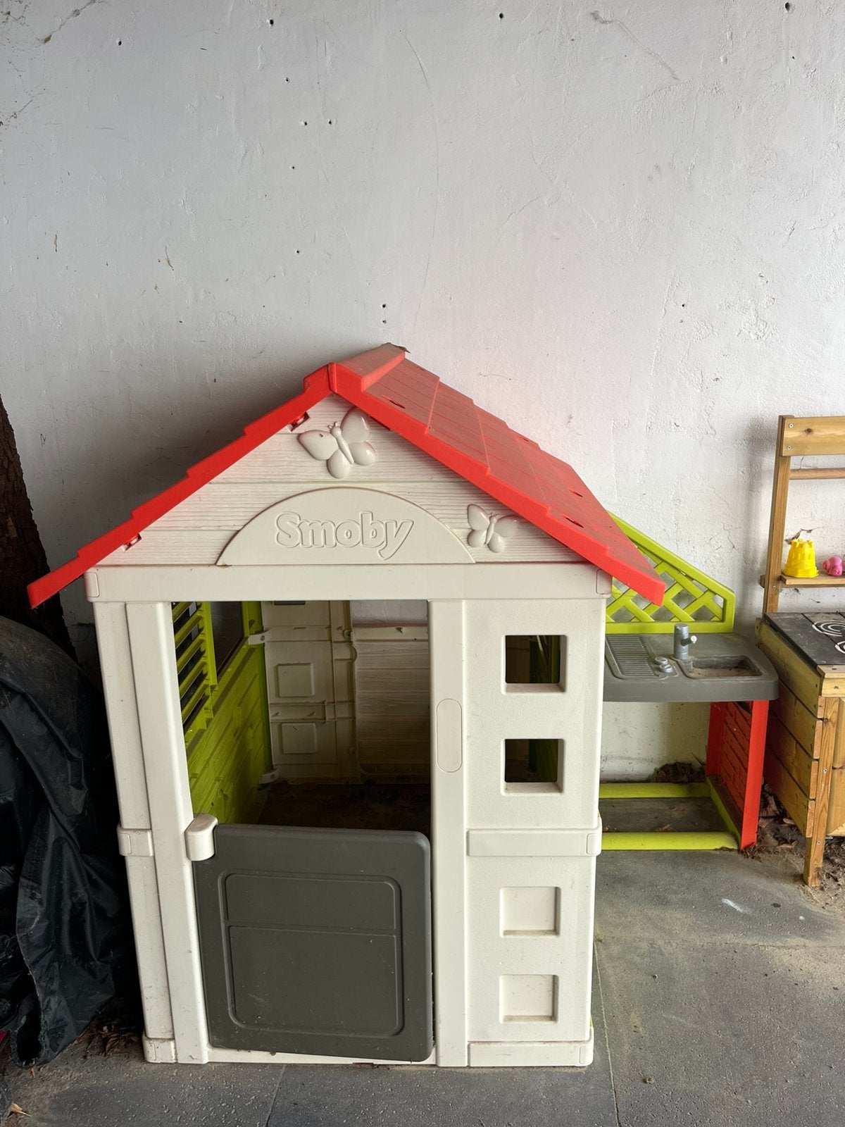 SMOBY speelhuisje met buitenkeuken, Ophalen, Gebruikt, Kunststof