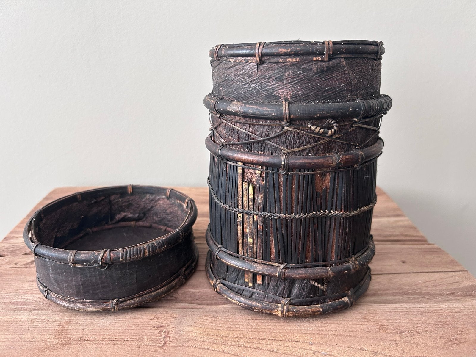 Antieke Indonesische Tampung Kupi Koffiebus, Ophalen of Verzenden