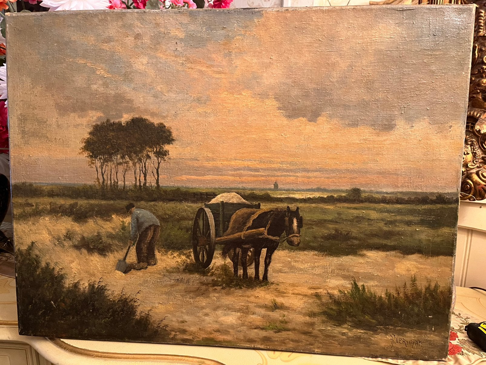 Antiek groot olieverf schilderij, Ophalen
