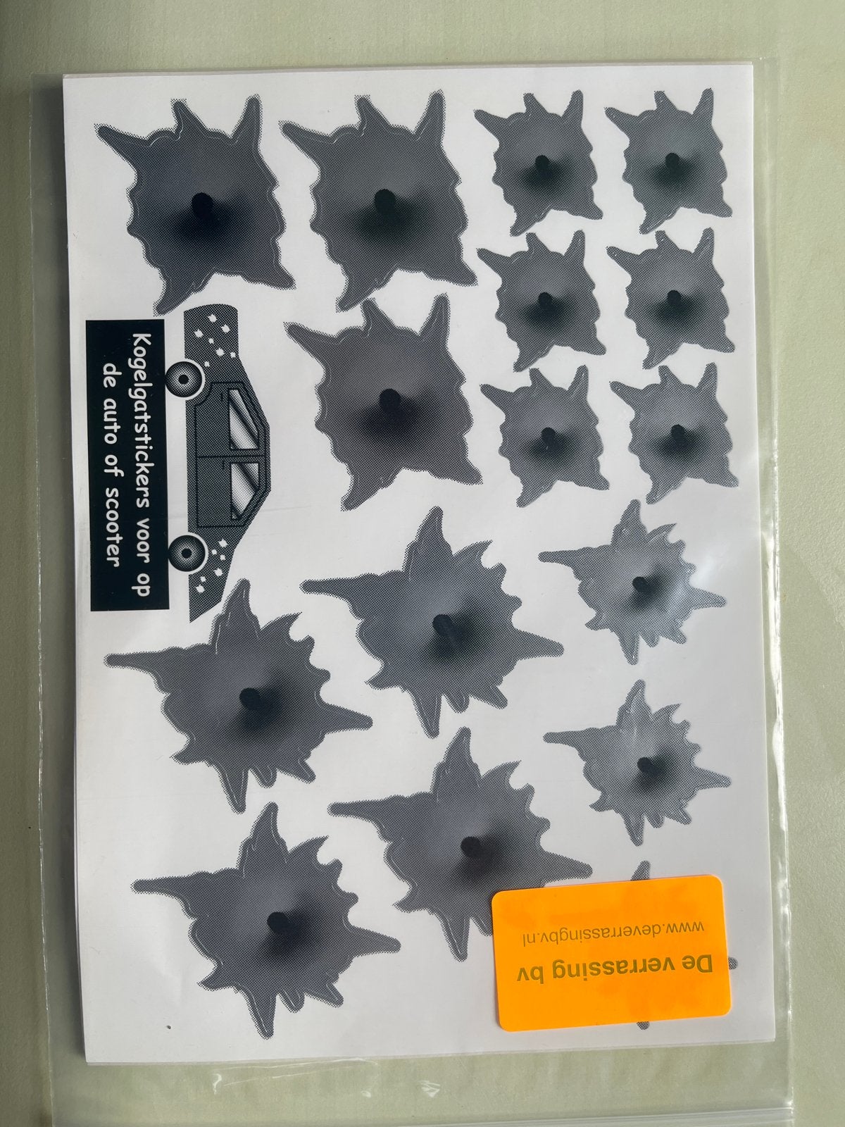 Grote partij kogelgat stickers. Nieuwprijs 7,95. Nu 0,50, Auto diversen, Ophalen of Verzenden