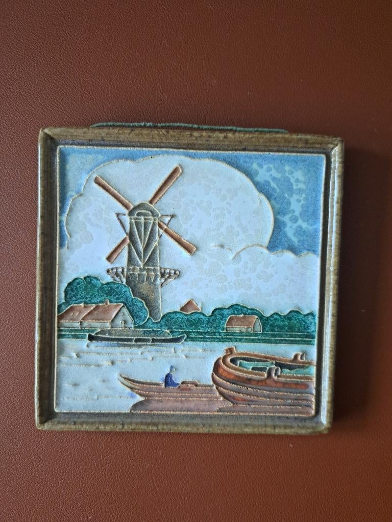 Cloisonné tegel De Porceleyne Fles Delft Molen 2, Ophalen of Verzenden