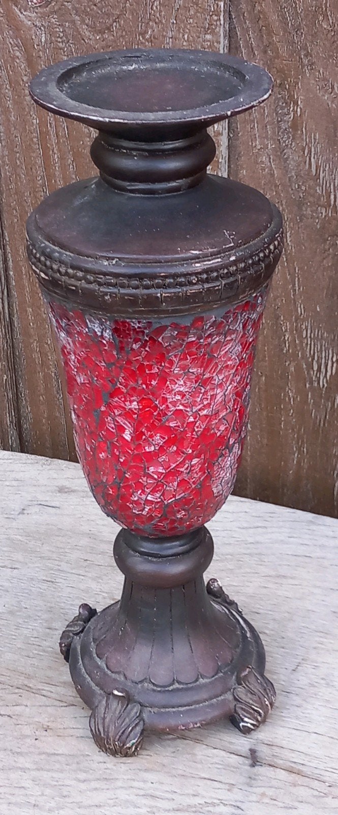 Decoratieve Kandelaar met Rood Mozaïek Glas, Ophalen of Verzenden