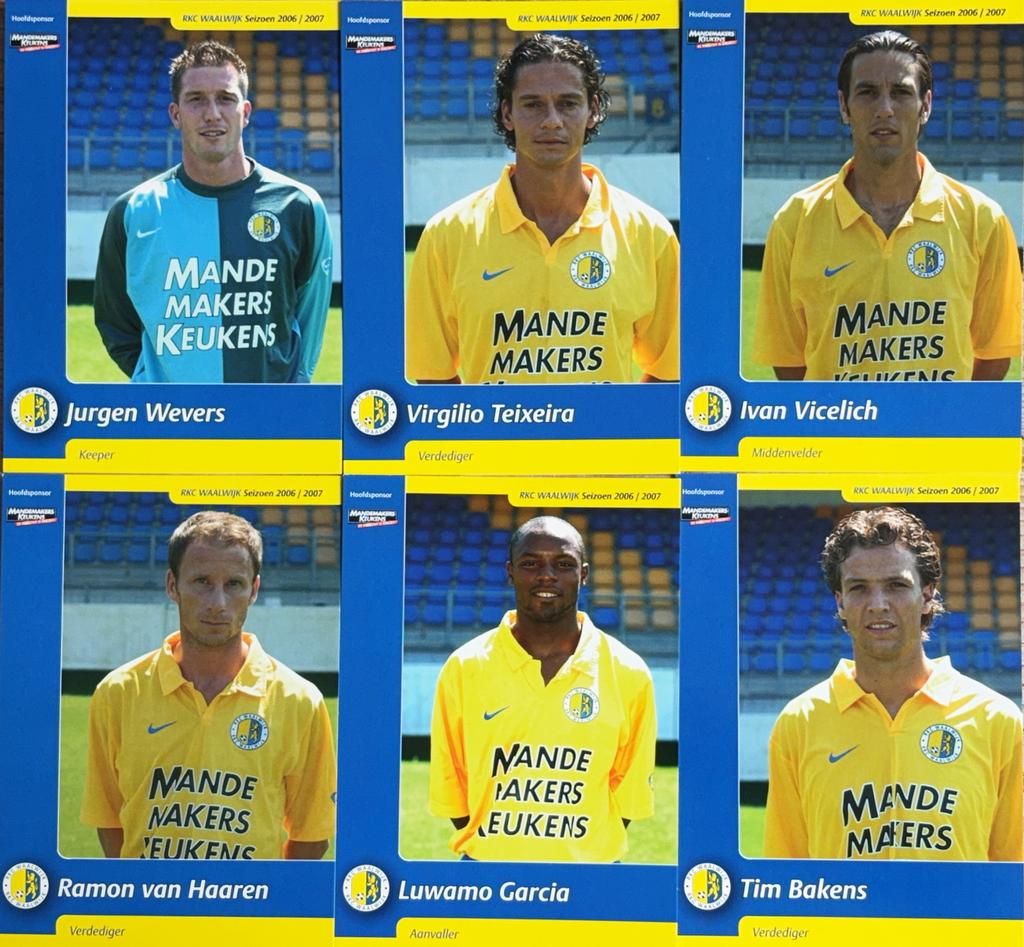 6 Spelerskaarten RKC Waalwijk - seizoen 2006/2007, Ophalen of Verzenden, Zo goed als nieuw, Feyenoord, Spelerskaart