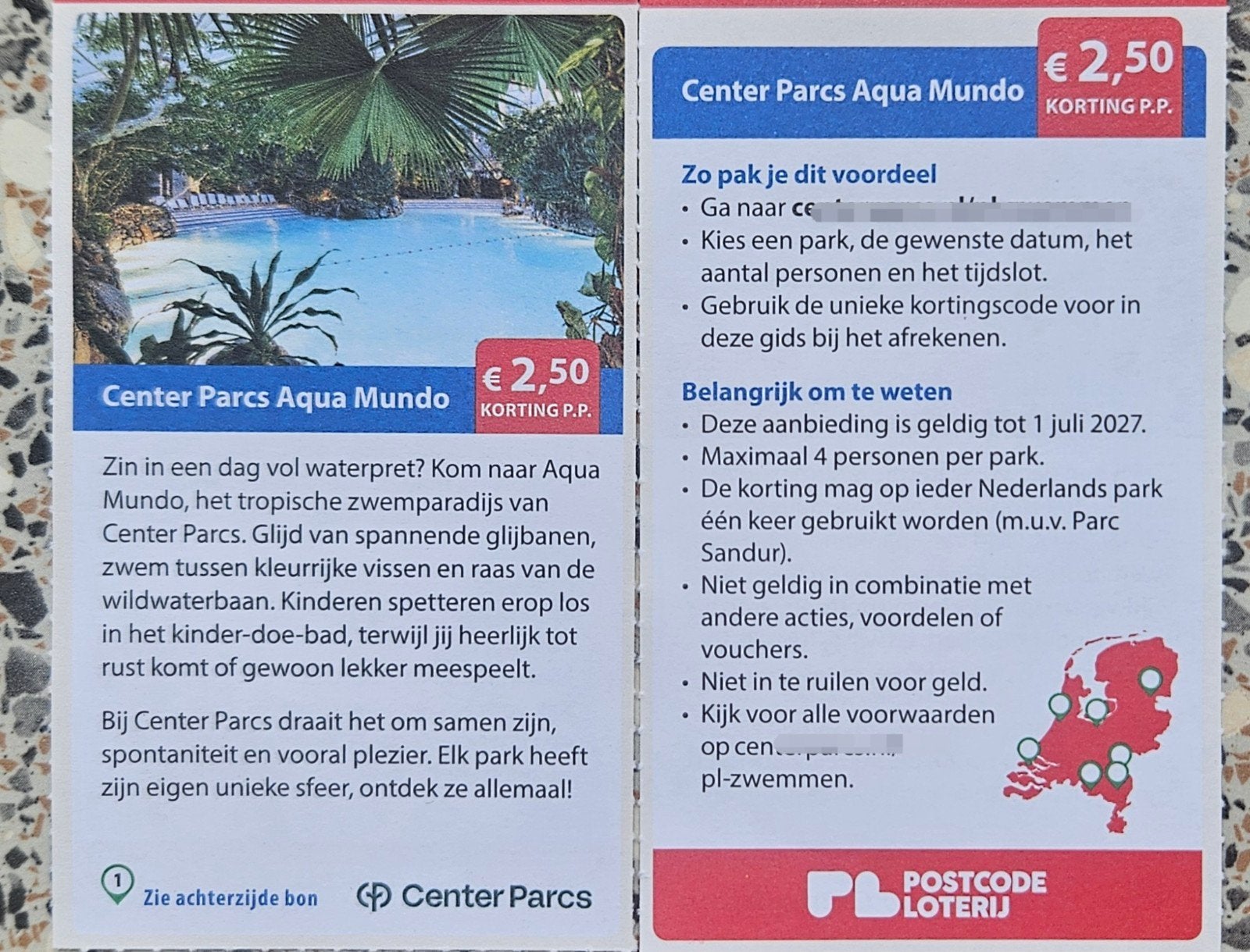 Center Parcs Aqua Mundo € 2,50 korting pp.