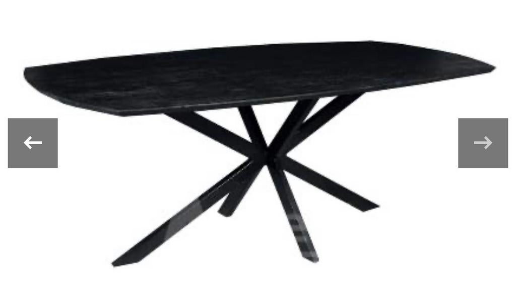 Zwarte eettafel 240x110 cm met spinpoot, Huis en Inrichting, Tafels | Eettafels, 100 tot 150 cm, 200 cm of meer, Zo goed als nieuw