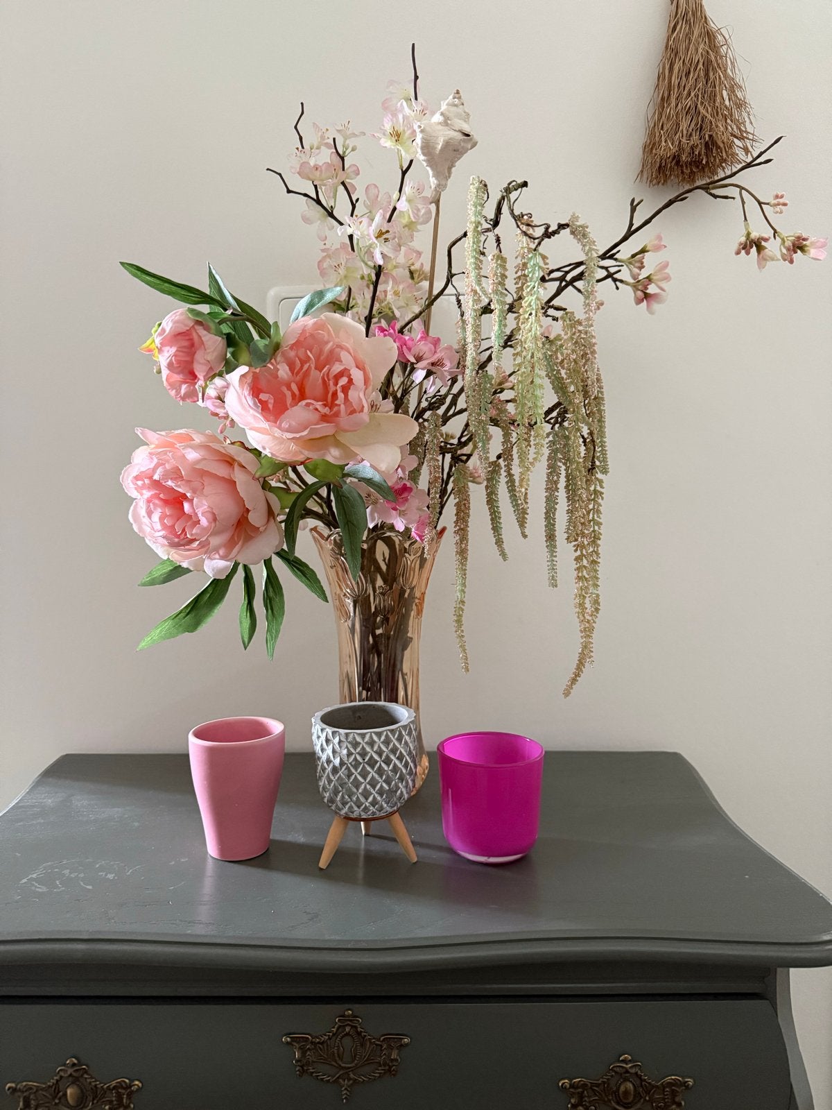 Set van 3 kleine bloempotten in diverse kleuren, Overige materialen, Gebruikt, Rond, Binnen