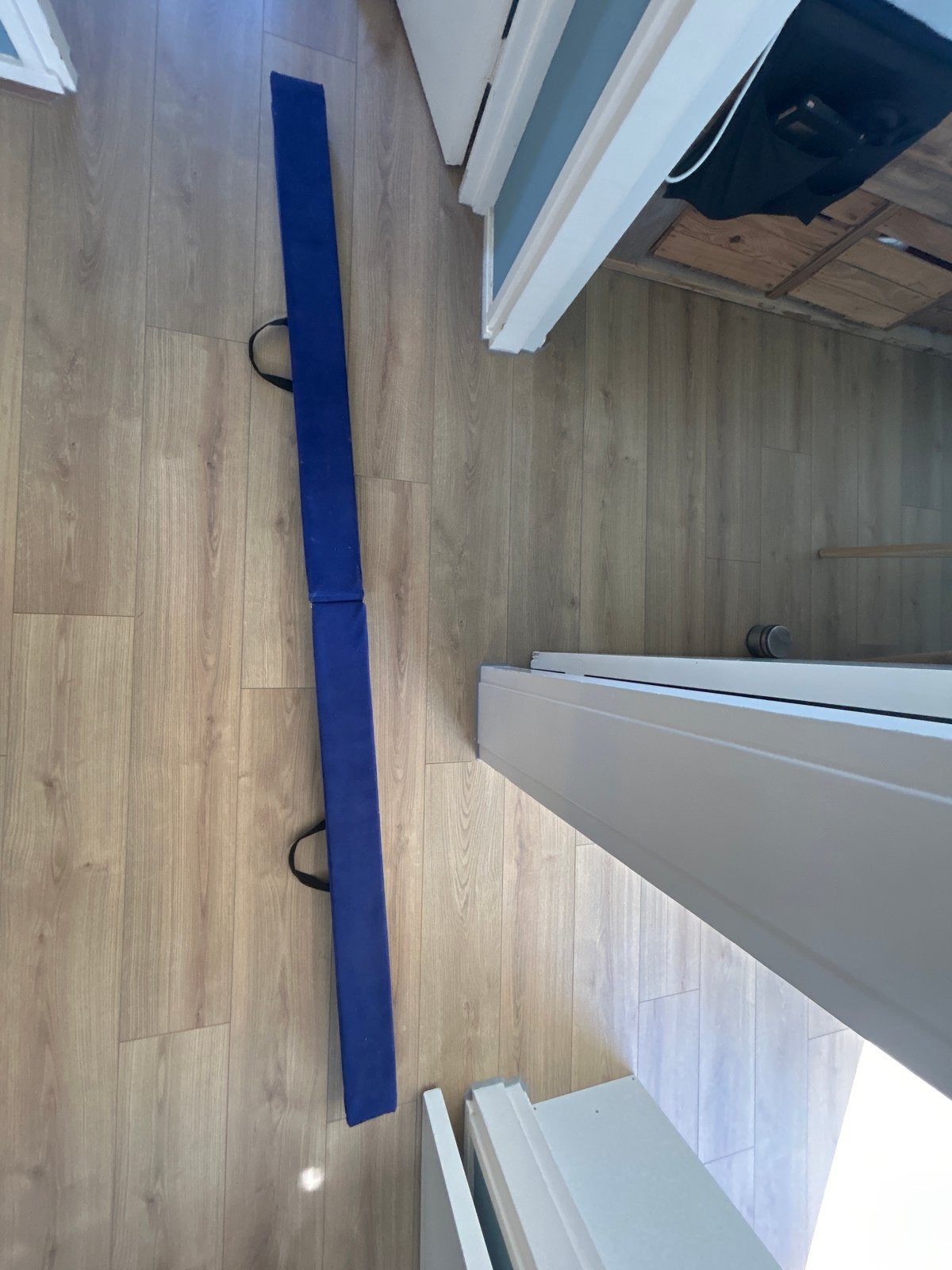 Turnbalk opvouwbaar blauw 2.10m, Sport en Fitness, Turnen, Ophalen, Zo goed als nieuw, Blauw, Materiaal