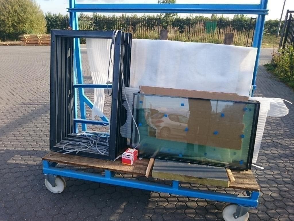 2 inbouwpanelen ramen met dubbelglas voor INDUSTRIEDEUR, Ophalen, Gebruikt, 120 cm of meer, Buitendeur