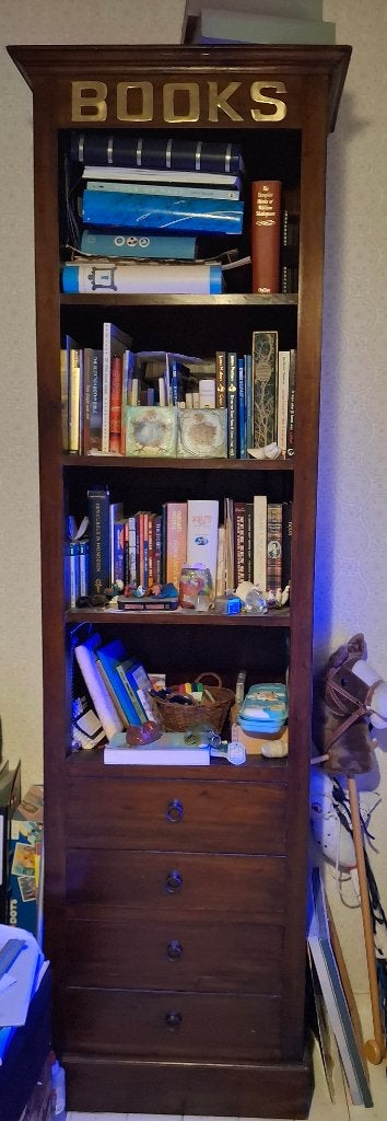 Boekenkast  koloniaal teak smal hoog, Ophalen, Gebruikt, 200 cm of meer, Koloniaal