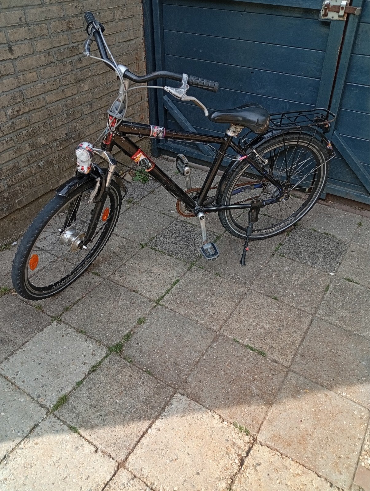 Zwarte fiets met versnellingen en bagagedrager 24 inch, Fietsen en Brommers, Gebruikt, Velgrem, Versnellingen, 53 tot 57 cm