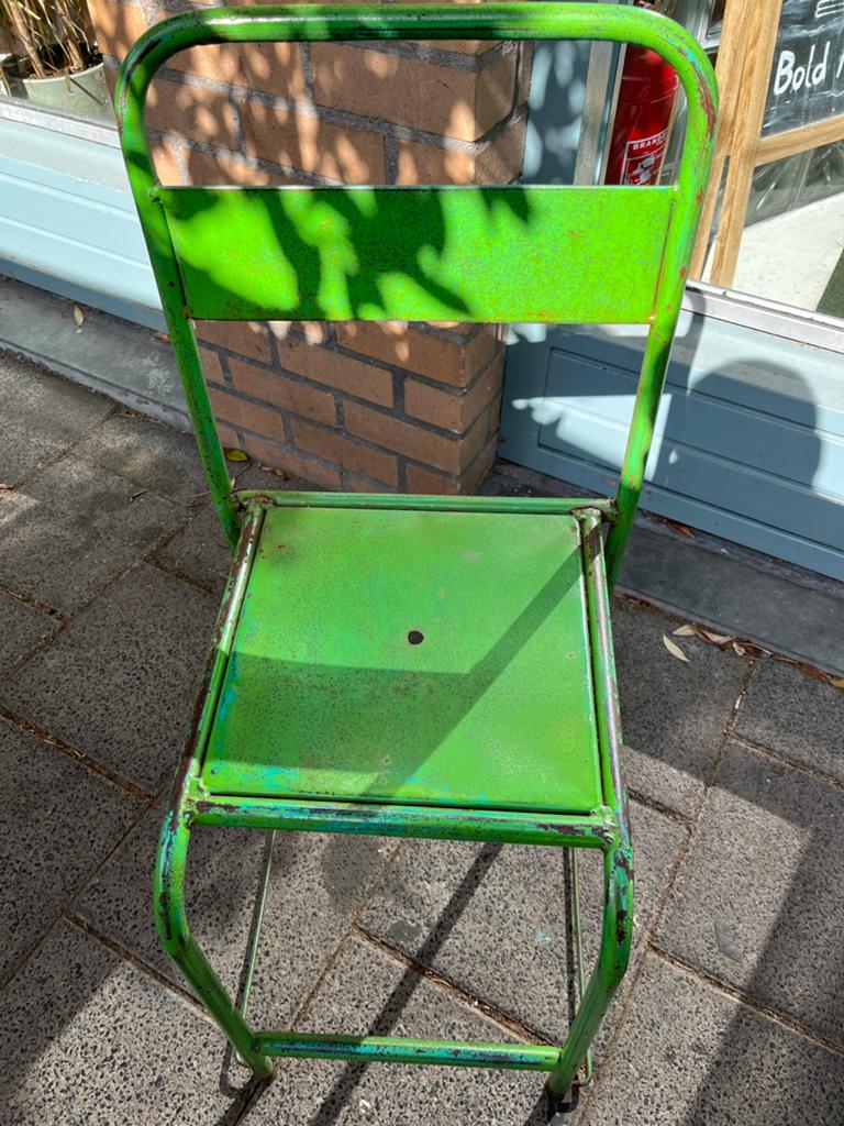Vintage Groene Metalen Stoelen - Stapelbaar, Ophalen